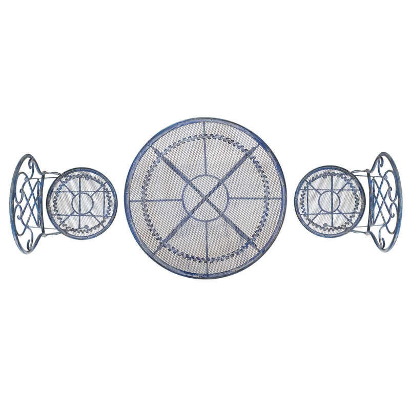 Safavieh Adriel 3Pc Iron Bistro Set in Blue
