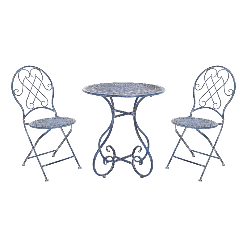 Safavieh Adriel 3Pc Iron Bistro Set in Blue