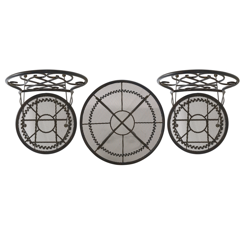 Safavieh Adriel 3Pc Iron Bistro Set in Black / Rust