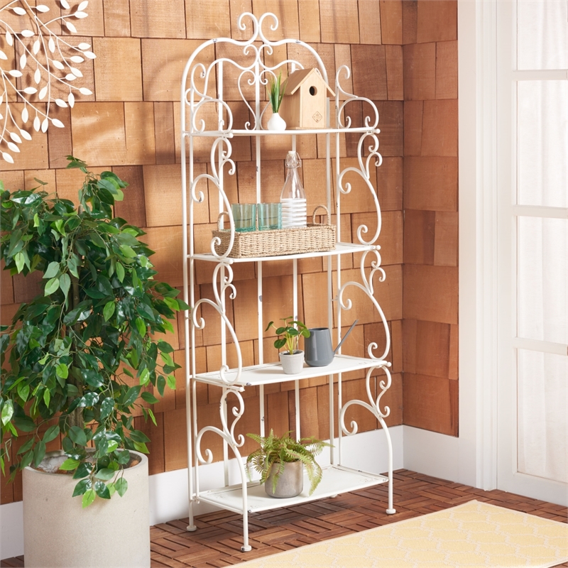 Safavieh Tyrique 4 Tier Iron Shelf Unit in White