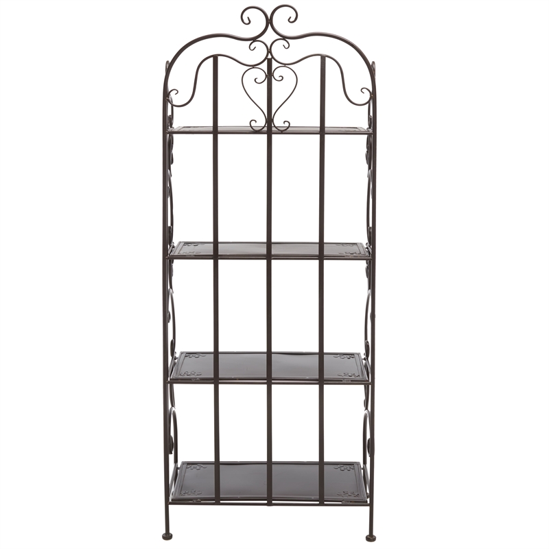 Safavieh Tyrique 4 Tier Iron Shelf Unit in Brown
