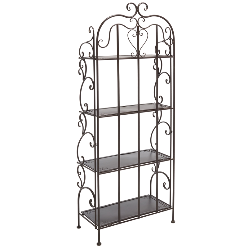 Safavieh Tyrique 4 Tier Iron Shelf Unit in Brown