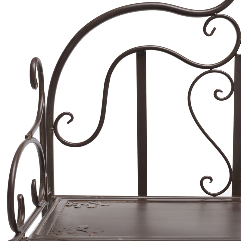 Safavieh Tyrique 4 Tier Iron Shelf Unit in Brown