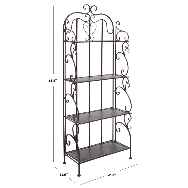 Safavieh Tyrique 4 Tier Iron Shelf Unit in Brown