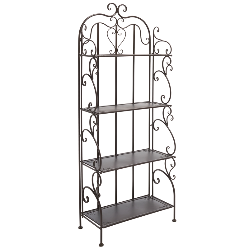 Safavieh Tyrique 4 Tier Iron Shelf Unit in Brown