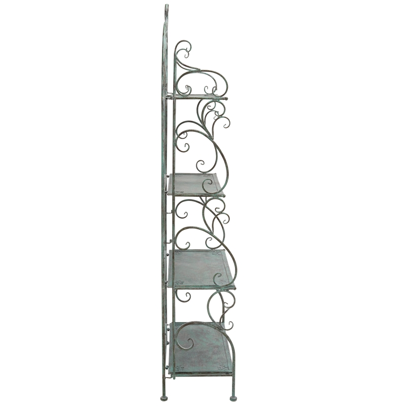 Safavieh Tyrique 4 Tier Iron Shelf Unit in Green