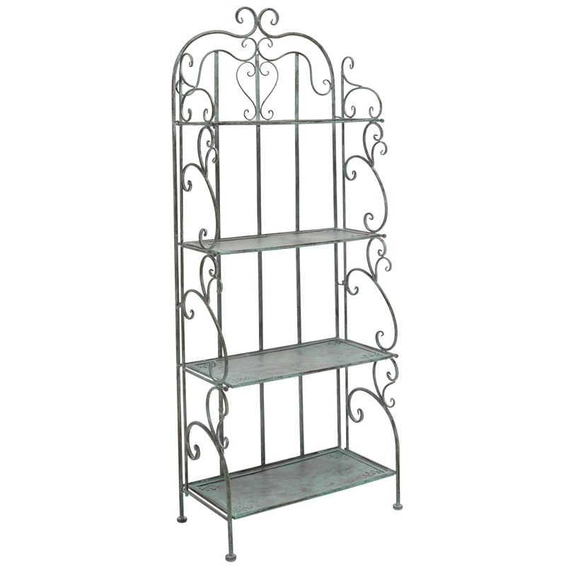 Safavieh Tyrique 4 Tier Iron Shelf Unit in Green
