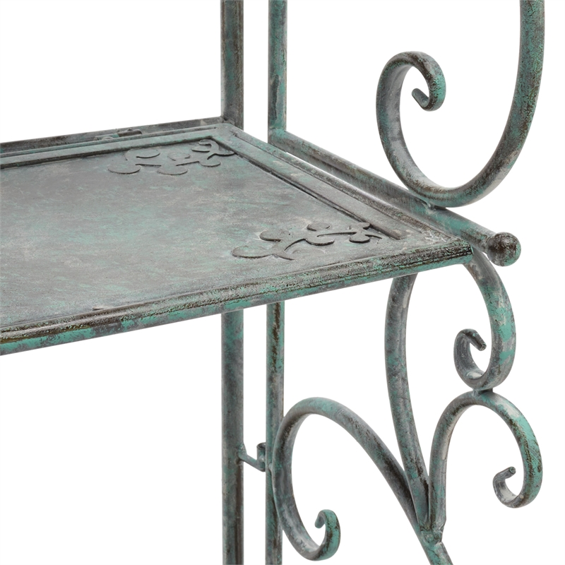Safavieh Tyrique 4 Tier Iron Shelf Unit in Green