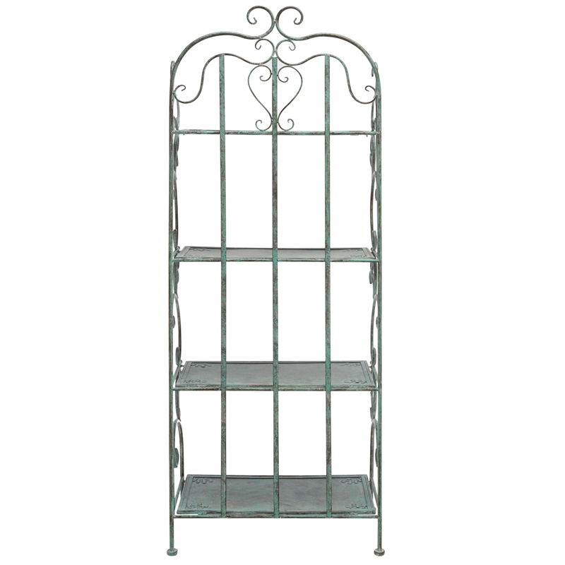 Safavieh Tyrique 4 Tier Iron Shelf Unit in Green