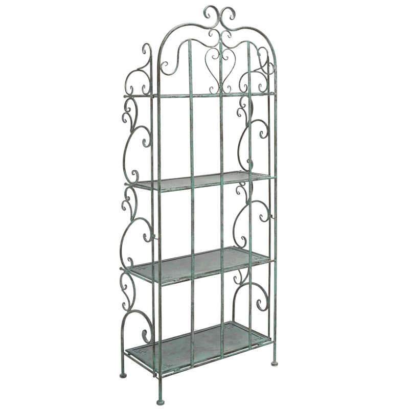 Safavieh Tyrique 4 Tier Iron Shelf Unit in Green