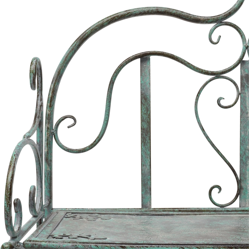 Safavieh Tyrique 4 Tier Iron Shelf Unit in Green
