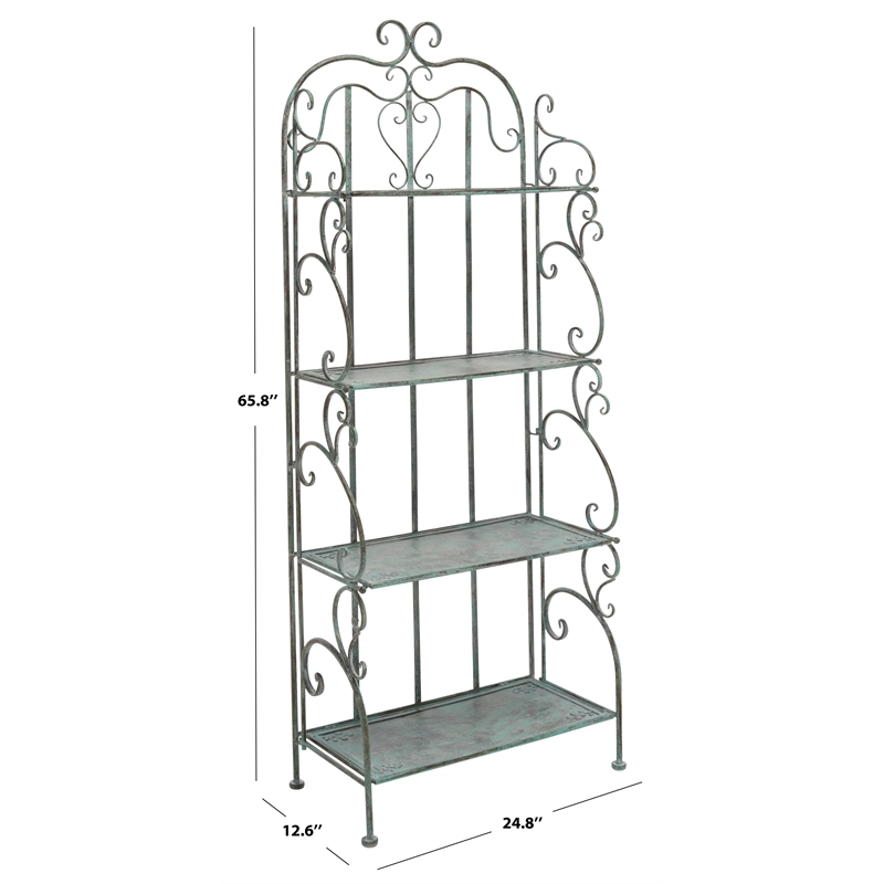 Safavieh Tyrique 4 Tier Iron Shelf Unit in Green