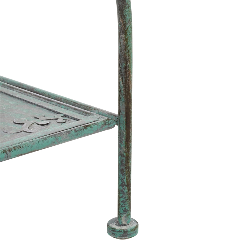 Safavieh Tyrique 4 Tier Iron Shelf Unit in Green