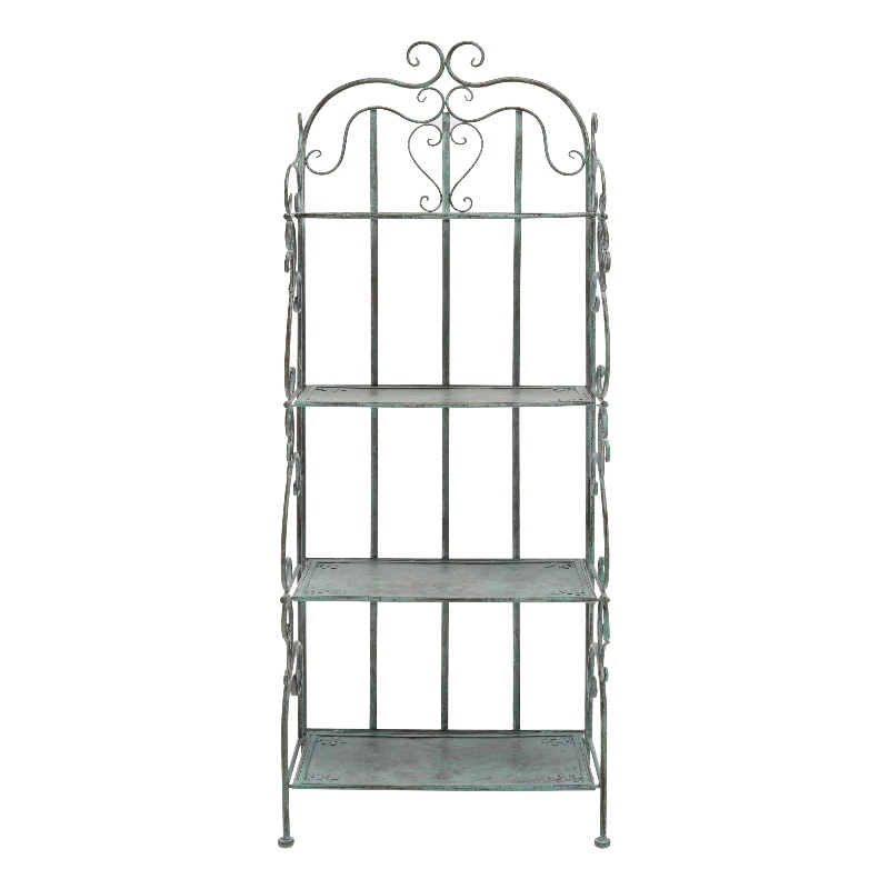 Safavieh Tyrique 4 Tier Iron Shelf Unit in Green