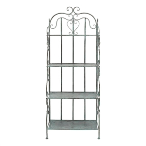 Safavieh Tyrique 4 Tier Iron Shelf Unit in Green