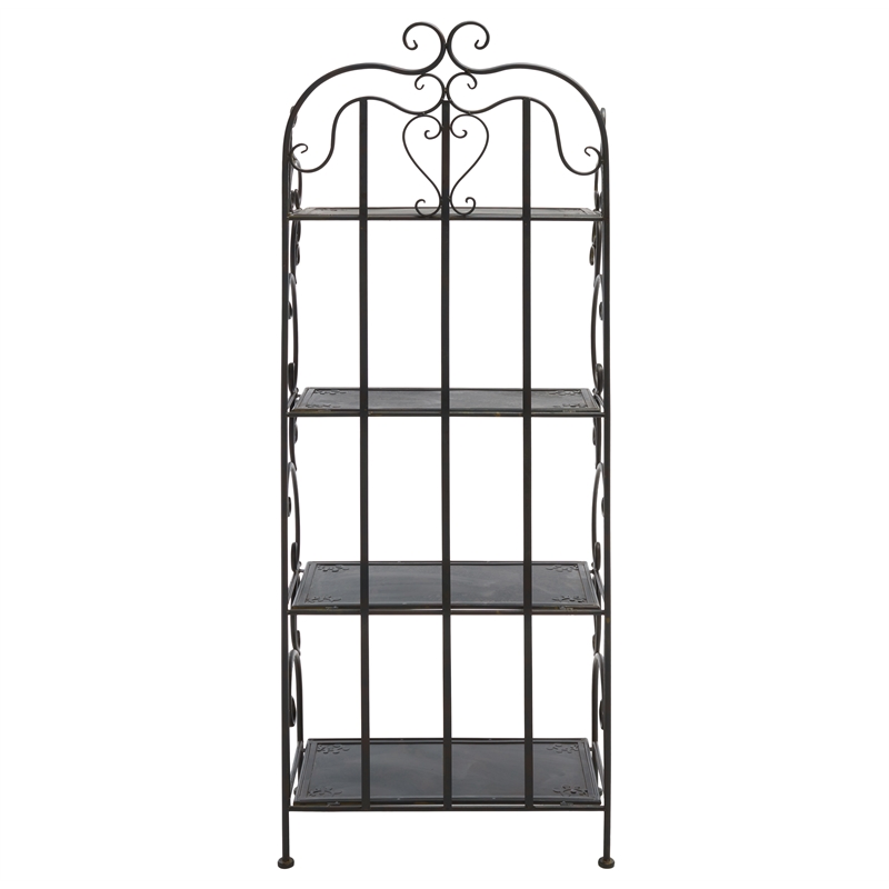 Safavieh Tyrique 4 Tier Iron Shelf Unit in Black / Rust