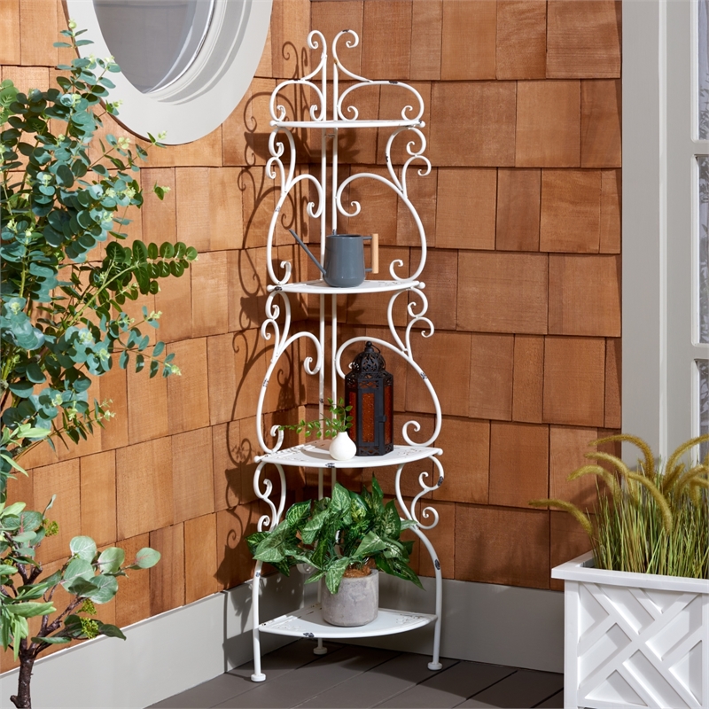 Safavieh Turuca 4 Tier Iron Corner Shelf in White