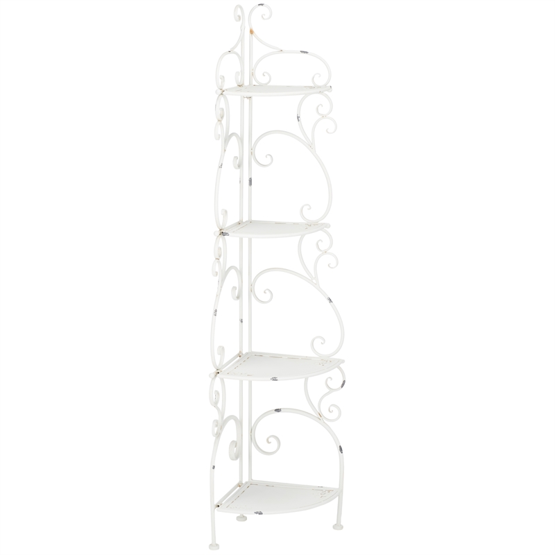 Safavieh Turuca 4 Tier Iron Corner Shelf in White
