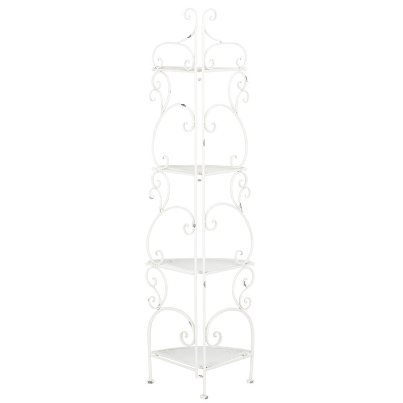 Safavieh Turuca 4 Tier Iron Corner Shelf in White