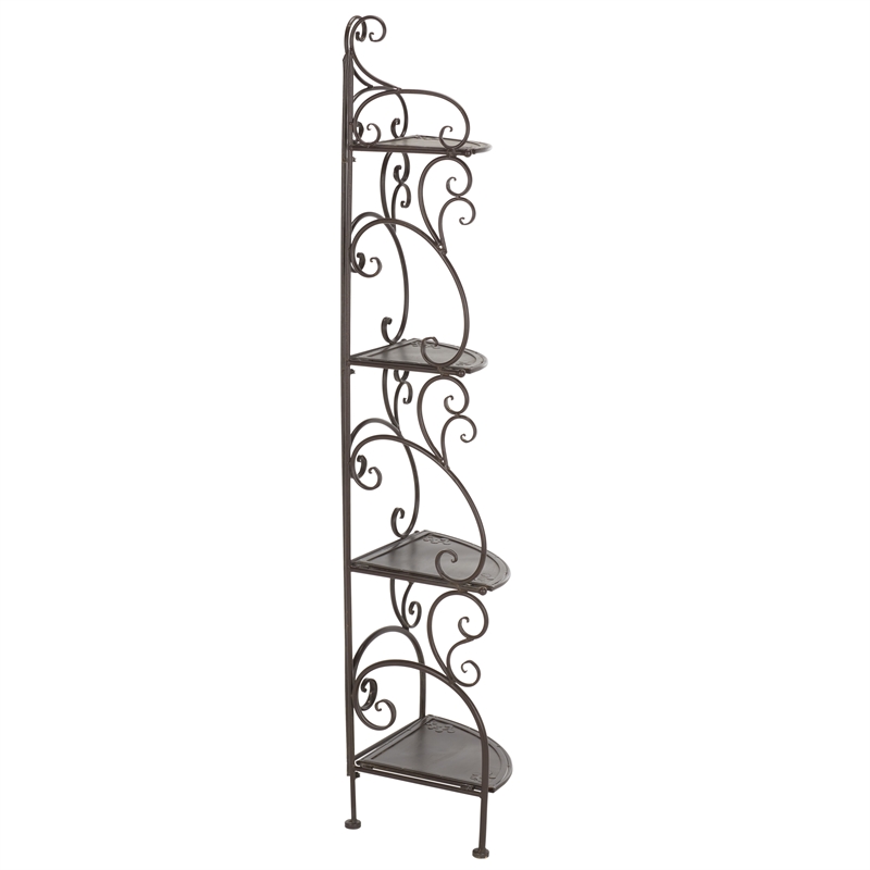 Safavieh Turuca 4 Tier Iron Corner Shelf  in Brown