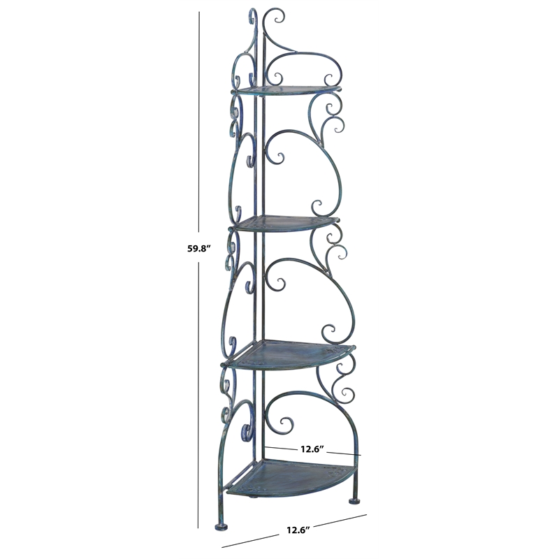 Safavieh Turuca 4 Tier Iron Corner Shelf  in Blue