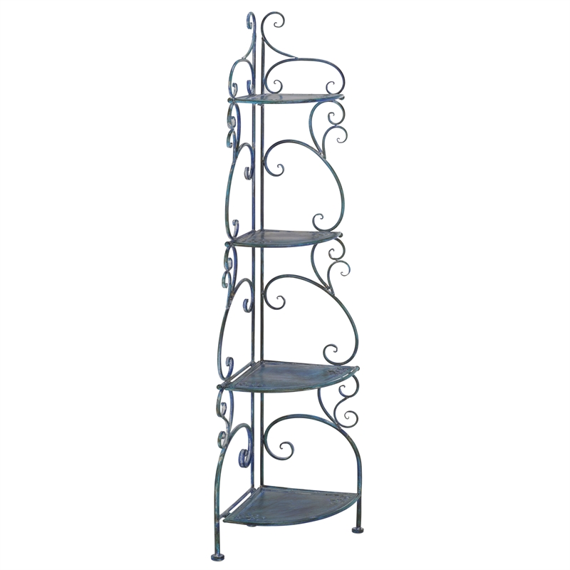 Safavieh Turuca 4 Tier Iron Corner Shelf  in Blue