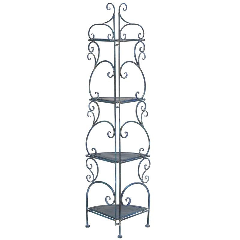 Safavieh Turuca 4 Tier Iron Corner Shelf  in Blue