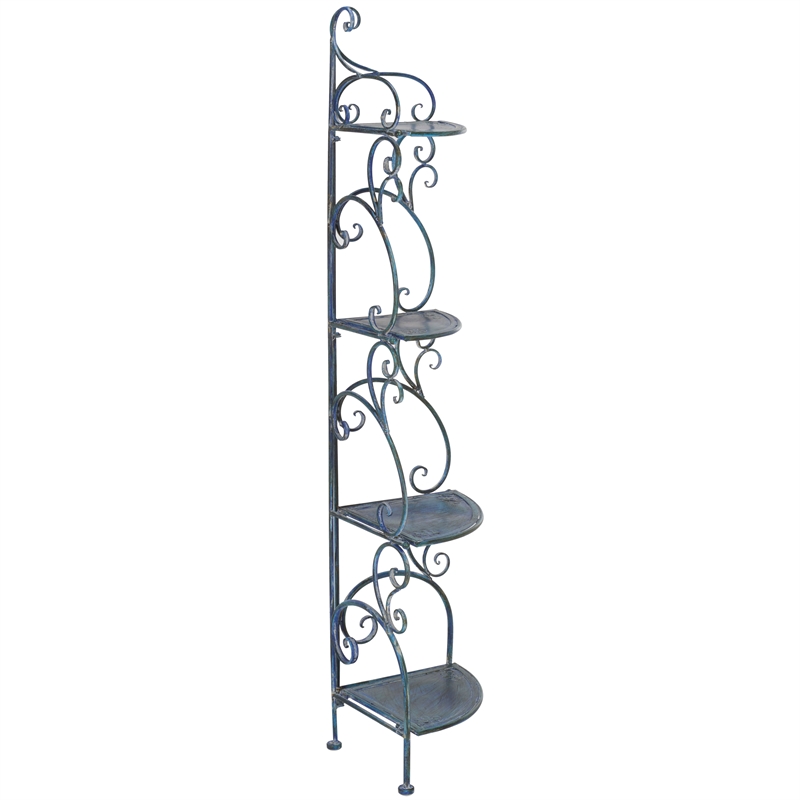 Safavieh Turuca 4 Tier Iron Corner Shelf  in Blue