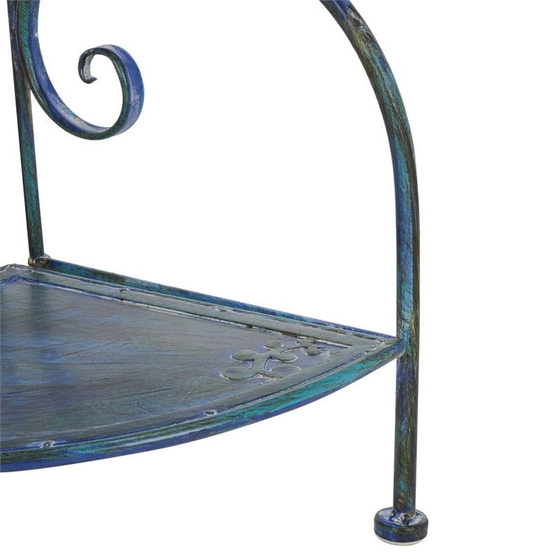 Safavieh Turuca 4 Tier Iron Corner Shelf  in Blue