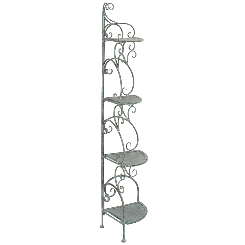 Safavieh Turuca 4 Tier Iron Corner Shelf in Green