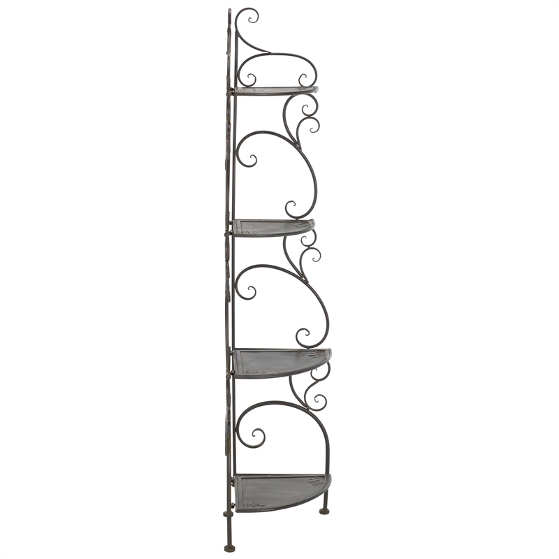 Safavieh Turuca 4 Tier Iron Corner Shelf  in Black / Rust