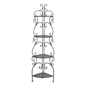 Safavieh Turuca 4 Tier Iron Corner Shelf  in Black / Rust