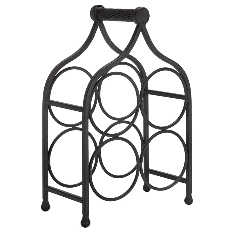 Safavieh Floyd 4 Wine Iron Bottle Holder in Black