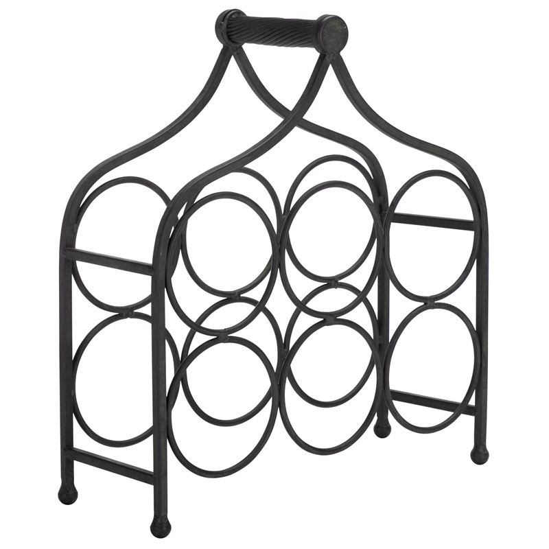 Safavieh Floyd 6 Wine Iron Bottle Holder in Black