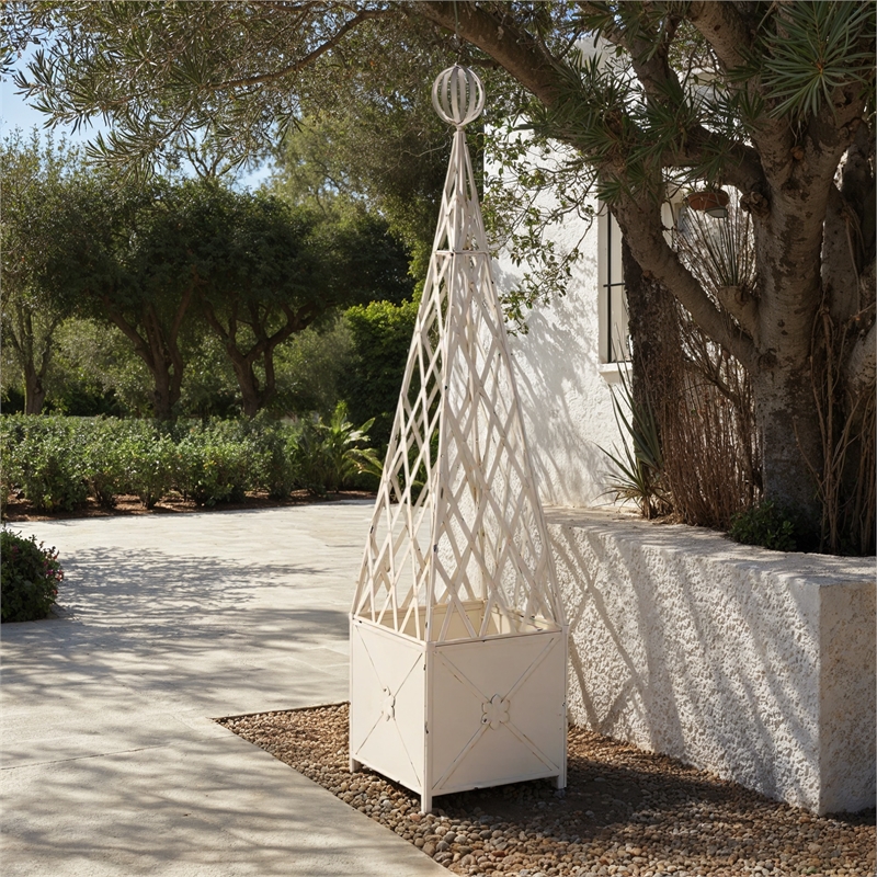 Safavieh Caledonia Iron Trellis Planter in White