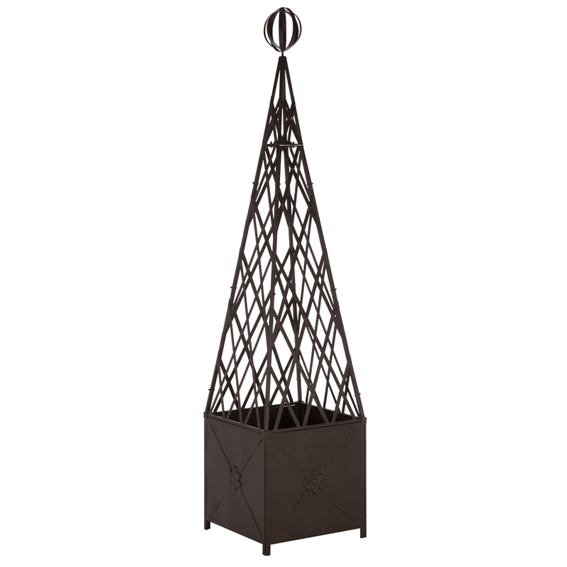Safavieh Caledonia Iron Trellis Planter in Brown
