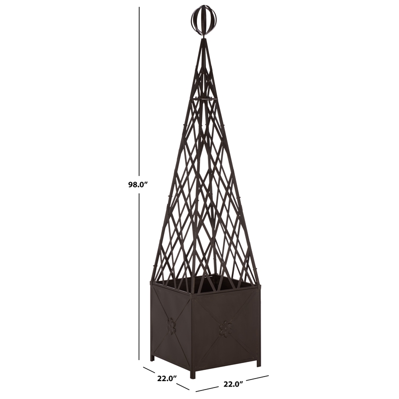 Safavieh Caledonia Iron Trellis Planter in Brown