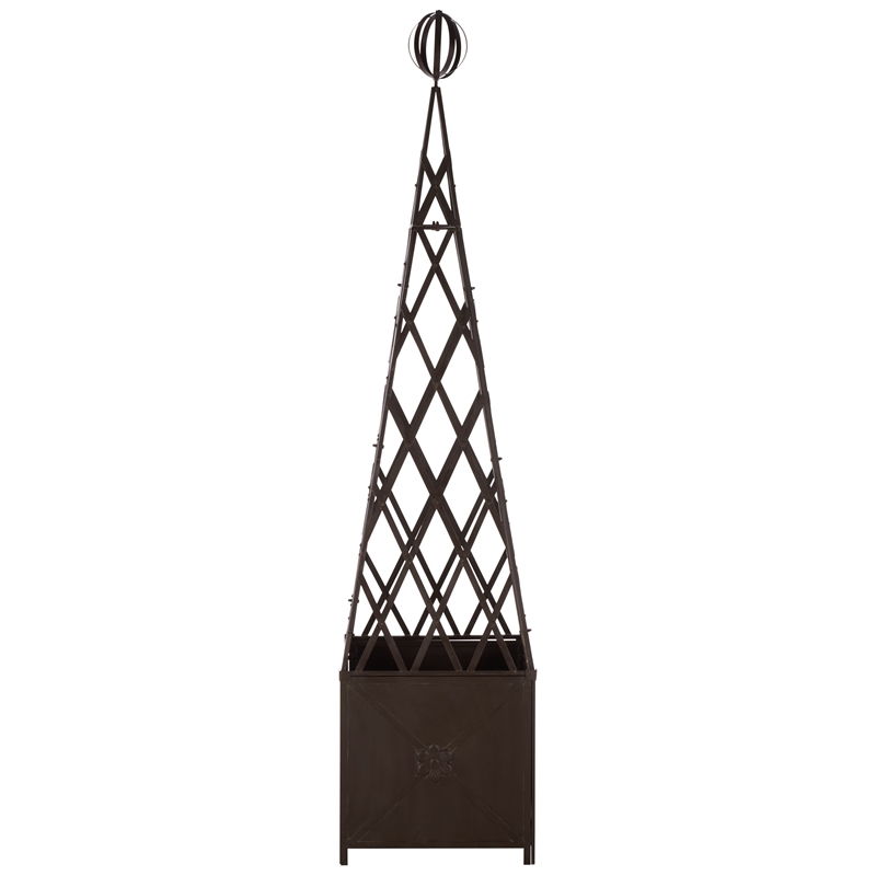 Safavieh Caledonia Iron Trellis Planter in Brown