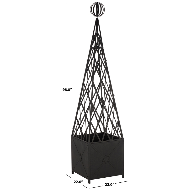 Safavieh Caledonia Iron Trellis Planter in Black