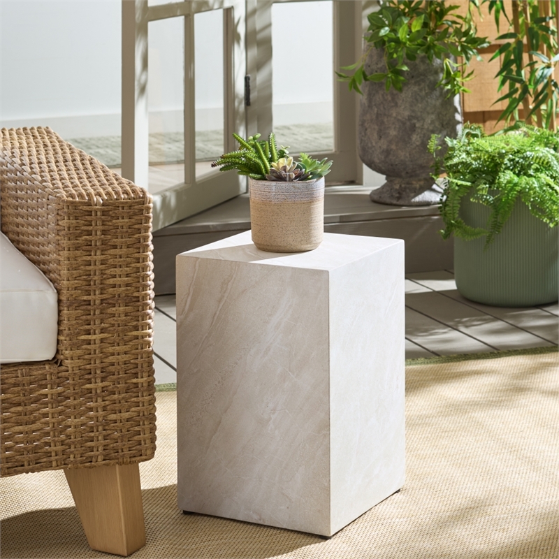 Safavieh Tina Cube Accent Table in Smoke