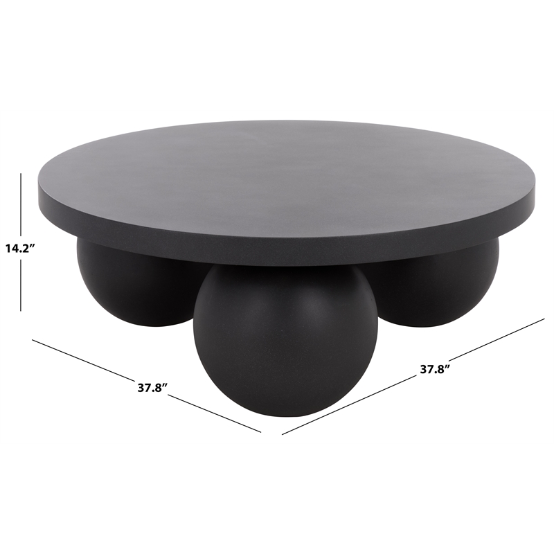 Safavieh Tina 3 Ball Round Coffee Table in Black