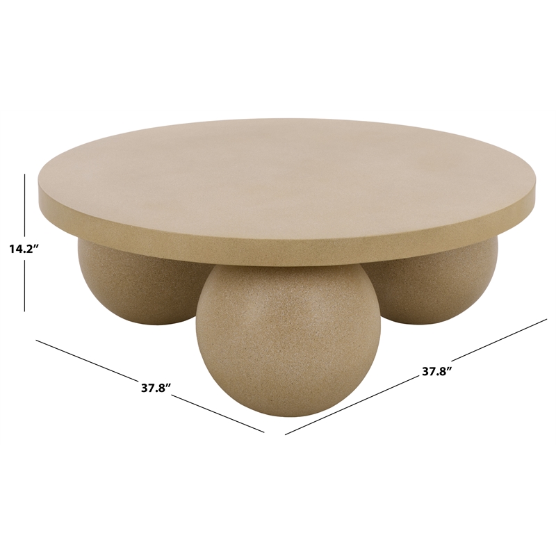 Safavieh Tina 3 Ball Round Coffee Table in Beige