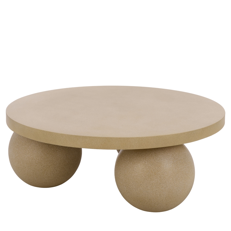 Safavieh Tina 3 Ball Round Coffee Table in Beige