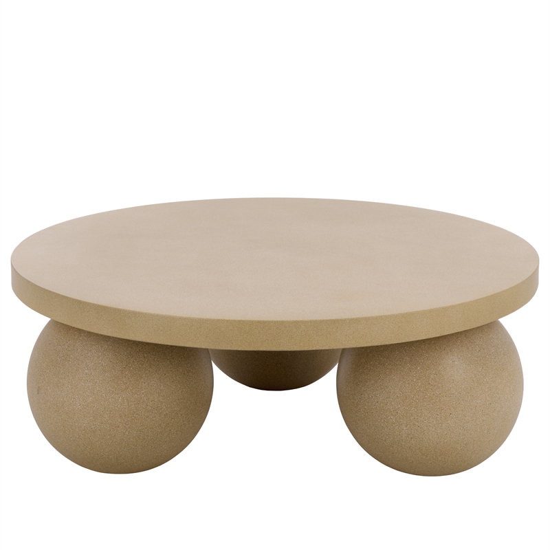 Safavieh Tina 3 Ball Round Coffee Table in Beige