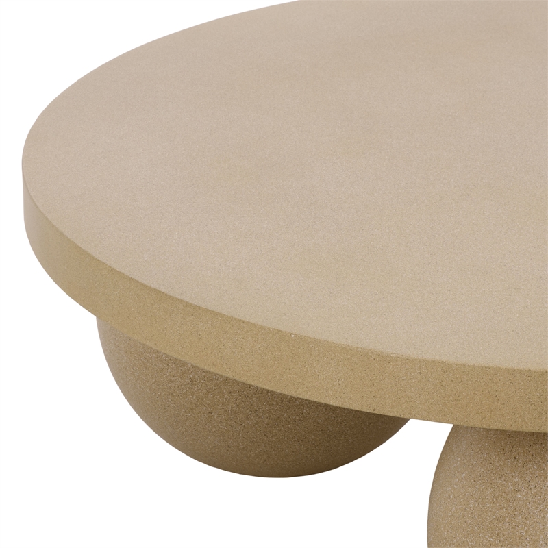 Safavieh Tina 3 Ball Round Coffee Table in Beige