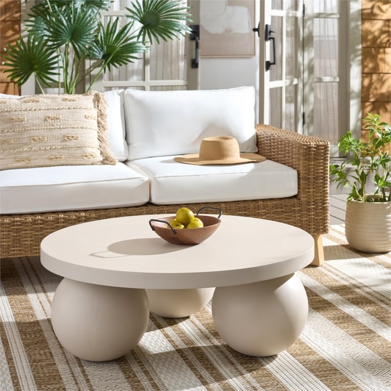 Safavieh Tina 3 Ball Round Coffee Tablein Ivory