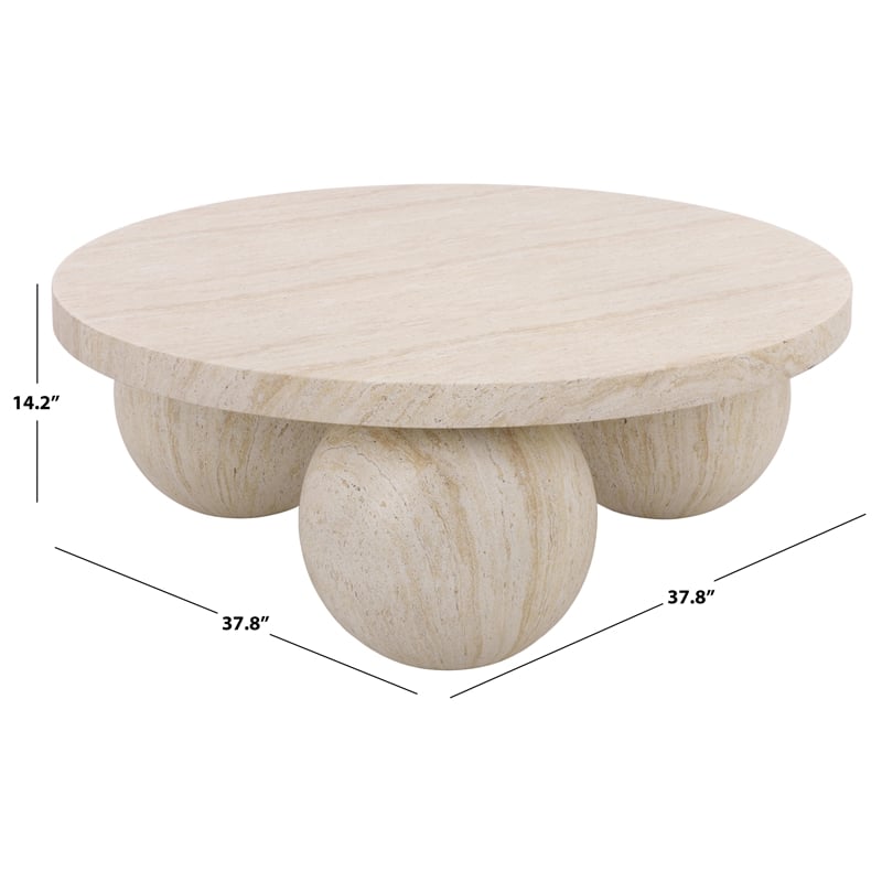 Safavieh Tina 3 Ball Round Coffee Table in Beige