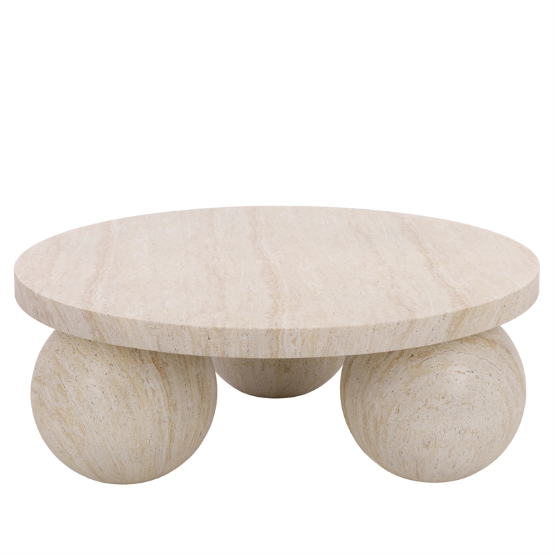 Safavieh Tina 3 Ball Round Coffee Table in Beige
