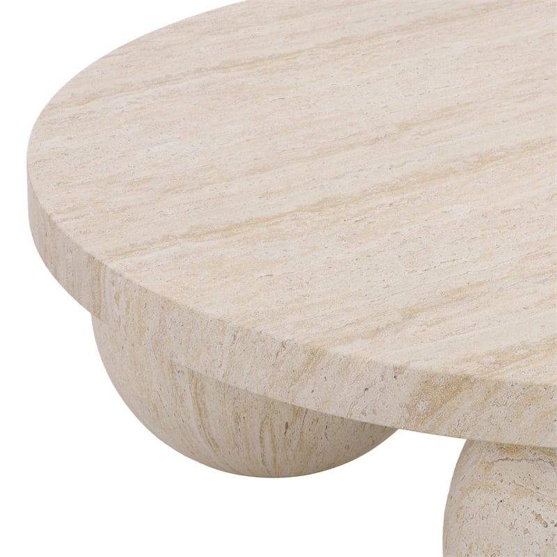 Safavieh Tina 3 Ball Round Coffee Table in Beige