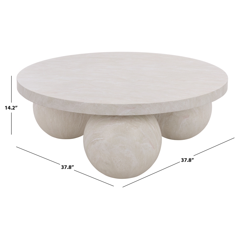 Safavieh Tina 3 Ball Round Coffee Table in Smoke